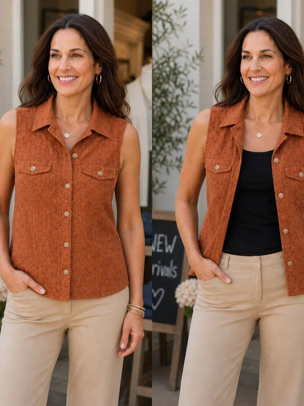 Chico’s Rust Textured Sleeveless Top / Vest – Women’s Size 0